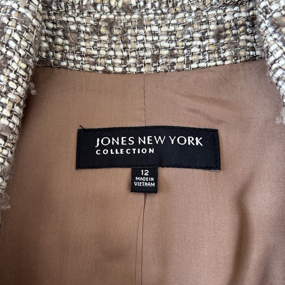 Jones New York Women’s Pewter Brown Boucle Tweed Moto Jacket Size 12 - Picture 8 of 11
